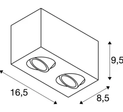 Plafonnier, Triledo double square, noir,Led,3000K, 1300lm, L16,25cm, H9,5cm - SLV