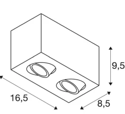 Plafonnier, Triledo double square cl, blanc, L16,25cm, H9,5cm - SLV