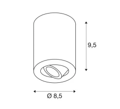 Plafonnier, TRILEDO Rond CL, noir, LED, 3000K, 640 lm, Ø8,5cm, H9,5cm - Slv