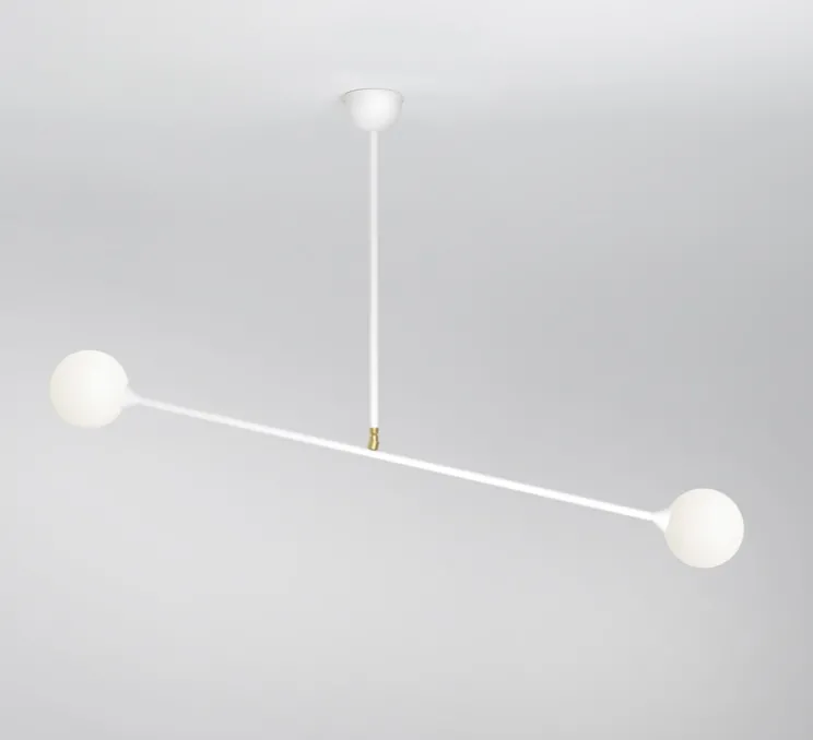 Plafonnier, Two Spheres, blanc, H71cm, L90cm - Atelier Areti