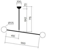 Plafonnier, Two Spheres, blanc, H71cm, L90cm - Atelier Areti