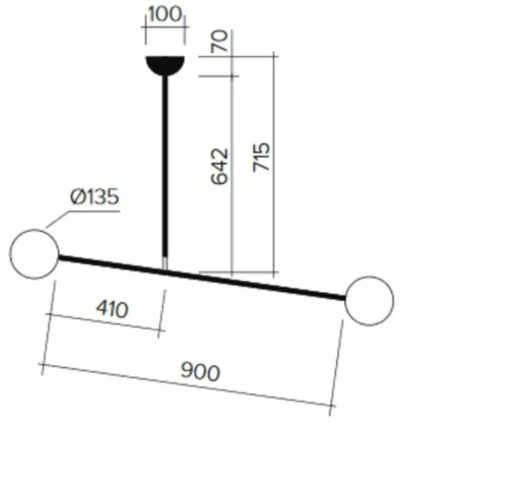 Plafonnier, Two Spheres, blanc, H71cm, L90cm - Atelier Areti