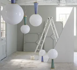 Plafonnier, UPSIDE DOWN brass 30, Blu Senza Tempo, Ø30cm, H57,9cm - Magic Circus