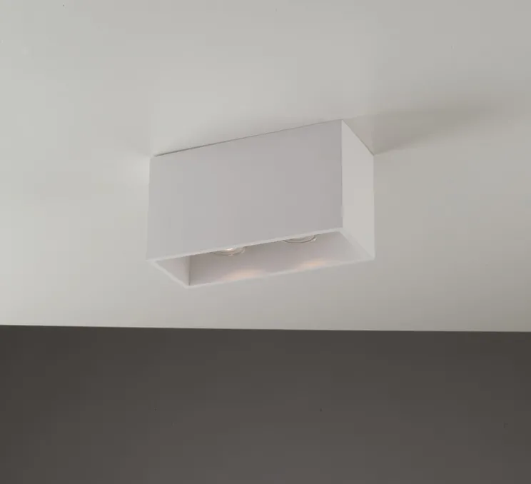 Plafonnier, Vertbois, plâtre, prêt à peindre, Charlotte Double, blanc, L24cm, H13cm - Nedgis