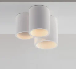 Plafonnier, Vertbois, plâtre, prêt à peindre, Isaline, Triple, blanc, Ø22cm, H14cm - Nedgis