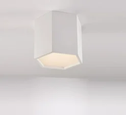 Plafonnier, Vertbois, plâtre, prêt à peindre, Audrey Simple, blanc, LED, 2700-6500K, 1310 lm, L20cm, H15cm - Nedgis