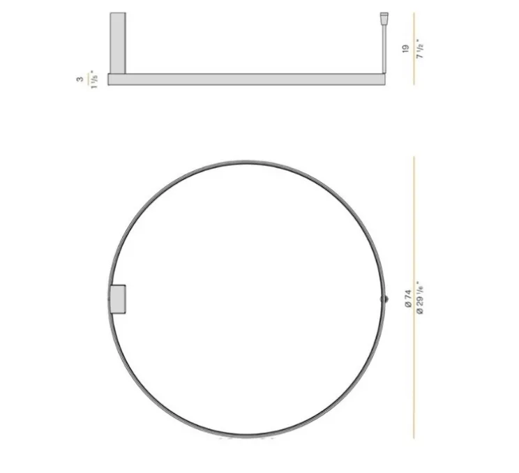 Plafonnier, Zero Round 74, laiton satiné, LED, dim, 2700k, 2039 lm, Ø74cm, H19cm - PANZERI