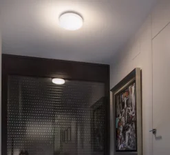 Plafonnier, Zon Led, blanc mat, IP54, LED, dim, 3000K, 1600 lm, Ø28cm, H5cm - Faro