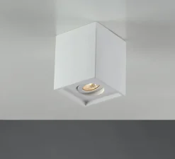 Plafonnier,Vertbois, plâtre, prêt à peindre, Zoé, Square, Orientable, blanc, L13,4cm, H16cm - Nedgis