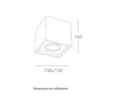 Plafonnier,Vertbois, plâtre, prêt à peindre, Zoé, Square, Orientable, blanc, L13,4cm, H16cm - Nedgis