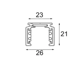Rail, Pista 48 V, noir, L200cm, H2,1cm - Modular