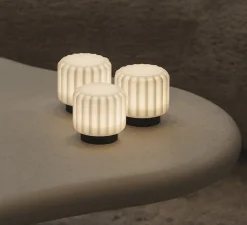 Set de 3 Lampes à poser, Dentelles H9, noir, IP65, Ø9cm, H9cm - Atelier Pierre