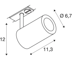 Spot , Enola B, pour rail 1 phase , GU10, noir, Ø6,7cm, H12cm - SLV