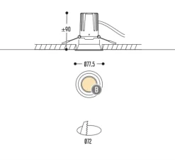 Spot encastrable, Atsjoem, noir, LED, dim, 2700k, 780 lm, Ø7,75cm, H9cm - Dark