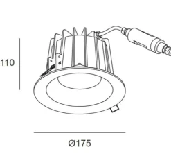 Spot encastrable, Dako, noir, IP66, LED, 3000K, 2004 lm, Ø17,5cm, H11cm-LEDS C4