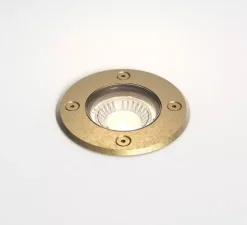 Spot encastrable de sol, Gramos Round, laiton brossé, IP 65, Ø10,5cm, P11,2cm - Astro