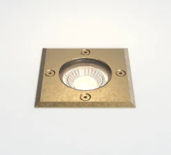 Spot encastrable de sol, Gramos Square, laiton massif, IP65, L10,5cm, P11,2cm - Astro