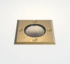 Spot encastrable de sol, Gramos Square, laiton massif, IP65, L10,5cm, P11,2cm - Astro