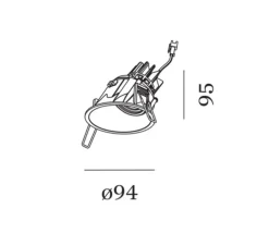 Spot encastrable, Deep Asym 1.0, noir mat, LED, dim, 3000K, 435 à 585 lm, Ø9,4cm, H9,5cm - Wever&Ducré