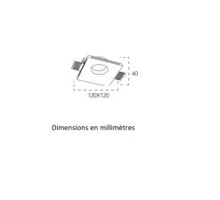 Spot encastrable en plâtre, prêt à peindre, Senso 1, blanc, L12cm, H4cm - Nedgis