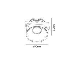 Spot encastrable, Fresh, GU10, noir, Ø9cm, H6cm (hauteur plafond recommandée 14,5cm)- Faro