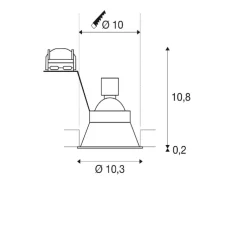 Spot encastrable, Horn-O, noir mat, IP21, Ø10,3cm, H11cm - SLV