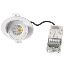 Spot encastrable, Léo orientable, blanc, IP65, LED, dim, 2700, 3000 ou 4000K, 650-690 lm, Ø10cm, H3,6cm - Solum