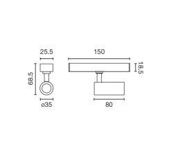 Spot encastrable, Neso Slim Hole, noir mat, LED, 40°, 3000K, 345 lm, L2,55cm, H6,85cm - Faro