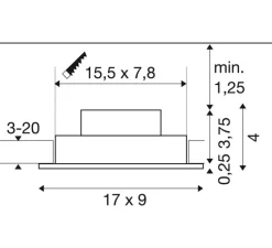 Spot encastrable, New Tria 155, blanc, dim, LED, 2700K, 610 lm, L17cm, H9cm - SLV