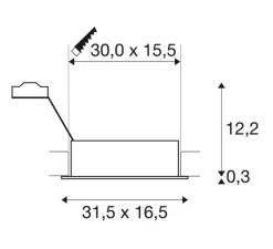 Spot encastrable, New Tria 300, noir, L31,5cm, H12,5cm - SLV