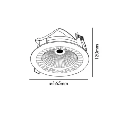 Spot encastrable, OPTIC, CRI>95, blanc mat, IP23, LED, dim, 3000K, 2615/3700 lm, Ø16,5cm, H12cm - Faro