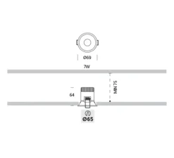 Spot encastrable, Optik 1, variable DALI, blanc, LED, 3000K, 766lm, Ø6,9cm, H6,4cm - Onok