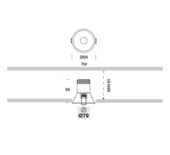Spot encastrable, Optik 2, variable DALI, blanc, LED, 3000K, 766lm, Ø7,9cm, H8,4cm - Onok