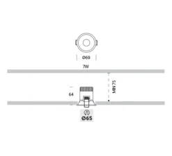 Spot encastrable, Optik 1, variable DALI, blanc, IP55, LED, 3000K, 766lm, Ø6,9cm, H6,4cm - Onok