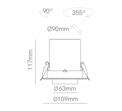 Spot encastrable, Oxo round dim recessed, noir, dim, LED, 2700/3200/4000K, 1260 lm, Ø9cm, H11,7cm - BENEITO FAURE