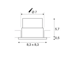 Spot encastrable, Patta-F, noir, IP65, LED, 3000K, 745 lm, Ø8,3cm, H6,2cm - SLV