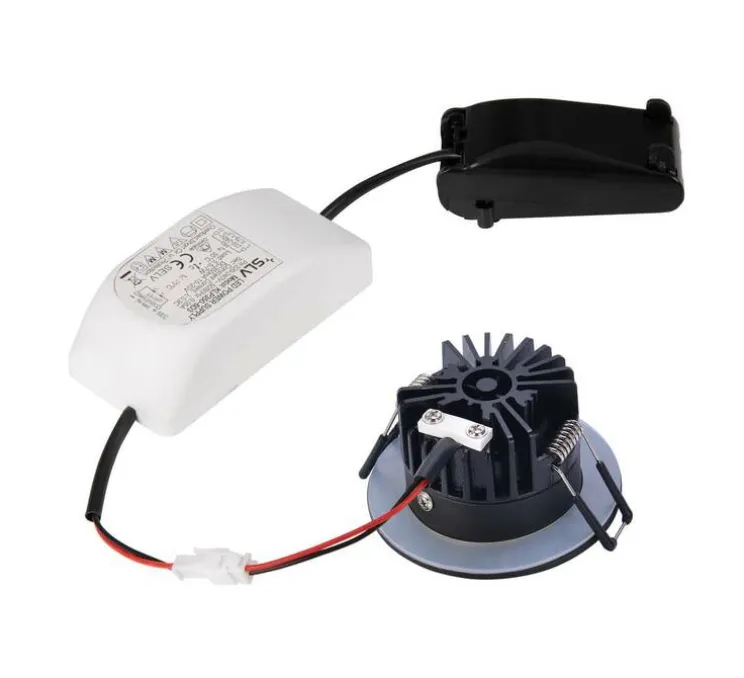 Spot encastrable, Patta-I, noir, IP65, LED, dim, 1800-3000K, 440 lm, Ø8cm, H4cm - SLV