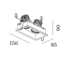 Spot encastrable, Plano 2.0, blanc, LED, dim, 2700K, 1370 lm, L15,6cm, H9cm - Wever&Ducré