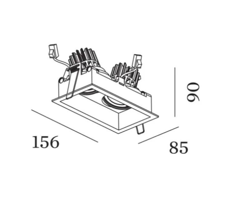 Spot encastrable, Plano 2.0, blanc, LED, dim, 2700K, 1370 lm, L15,6cm, H9cm - Wever&Ducré