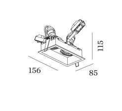 Spot encastrable, Plano 2.0 PAR16, aluminium, blanc, L15,6cm, H11,5cm - Wever&Ducré