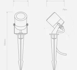 Spot encastrable, Skye Spike , acier inoxydable, IP65, LED, dim, 3000K, 600 lm, L8cm, H33cm - Astro