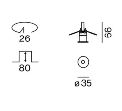 Spot encastrable, Spio 20 downlight, noir, LED, 2700K, 289 lm, Ø3,5cm, H6,6cm - XAL