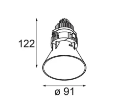 Spot encastrable, Tetrix Cone Recessed 90 1x, noir mat, IP55, LED, dim, 3000K, 720 lm, Ø9,1cm, H12,2cm - Modular