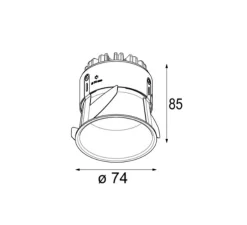 Spot encastrable, Thimble 74, ano champagne, IP55, LED, 2700k, 440/593 lm, Ø7,4cm, H8,5cm - Modular
