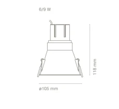 Spot encastrable, Tolva L, blanc, LED, dim, 4000K, 780 lm, Ø10,5cm, H11,8cm - Nexia
