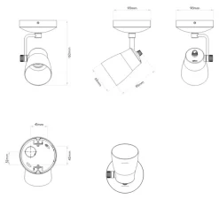 Spot, Juno Single, laiton brossé mat, L9cm, H16cm - Astro