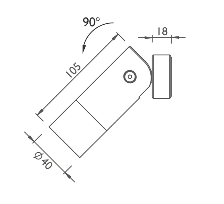 Spot, Kew 40, angle 17,5°, Noir, IP66, LED, dim, 2700K, 572 lm, Ø4cm, P12,3cm - John Cullen