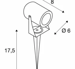 Spot, LED SPIKE, noir, IP55, LED, 3000K, 400lm, Ø6cm, H10cm - SLV