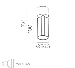 Spot, Modrian, or, base noir, Ø5,65cm, H15,7cm - ACB
