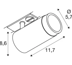 Spot pour rail, GRIP! L, blanc & noir, Ø5,7cm, H11,7cm - SLV